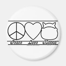 Amor y hipopótamos de la paz imanes  