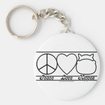 Amor y hipopótamos de la paz llaveros personalizados