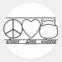 Amor y hipopótamos de la paz pegatinas redondas