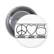 Amor y hipopótamos de la paz pins