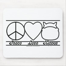 Amor y hipopótamos de la paz tapete de ratón