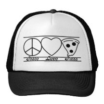 Amor y pizza de la paz gorro
