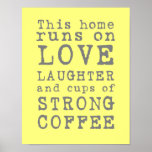 Amor y poster fuerte del café
