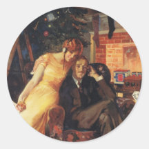 Amor y romance el Nochebuena Pegatina