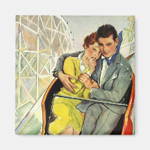 Amor y romance, paseo del vintage de la montaña ru imanes  