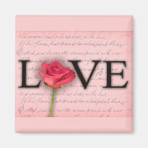 Amor y un rosa rojo iman para frigorífico
