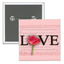 Amor y un rosa rojo pin