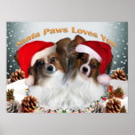 Amores de las patas de Papillon Santa usted poster