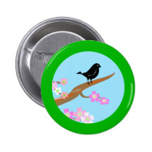 Amsel Frühling blackbird spring Anstecknadelbutton