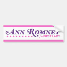 Ana Romney para primera señora Bumper Pink Purple Pegatina De Parachoque