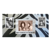 Añada el estampado de zebra de la tarjeta de Navid Tarjetas Fotográficas Personalizadas