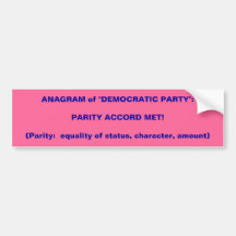 ANAGRAMA del "FIESTA DEMOCRÁTICO": ACUERDO DE LA P Etiqueta De Parachoque