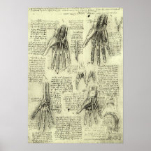 Anatomía de la mano humana de Leonardo da Vinci Impresiones