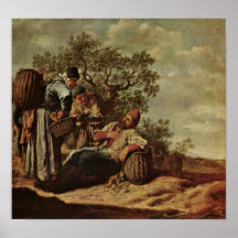 Anciano de Pieter Bruegel - patinadores del paisaj Impresiones