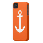 Ancla blanca del caso de IPhone en rojo iPhone 4 Case-Mate Protectores