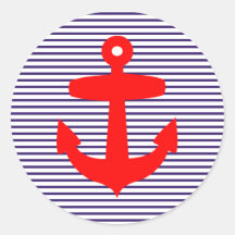 Ancla roja con las rayas azules del marinero pegatina