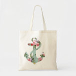 Ancla verde rosada roja del estampado de flores de bolsas