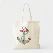 Ancla verde rosada roja del estampado de flores de bolsas