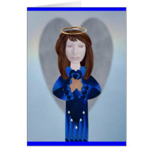 Ángel azul en rezo tarjetas