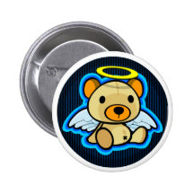 Ángel azul lindo del oso de peluche en el botón pin