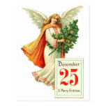 Ángel con el árbol de navidad tarjetas postales