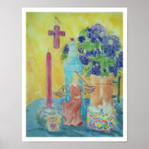 Ángel, corazones, y todavía de las violetas vida poster