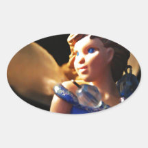 Ángel del día de fiesta en azul calcomanía ovaladas personalizadas