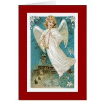 Ángel del navidad con las trompetas tarjetas