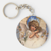 Ángel del navidad del Victorian del vintage con la Llaveros Personalizados