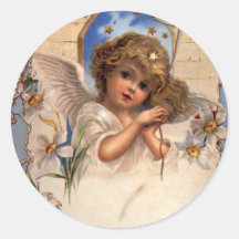 Ángel del navidad del Victorian del vintage con la Etiquetas