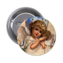 Ángel del navidad del Victorian del vintage con la Pin