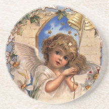 Ángel del navidad del Victorian del vintage con la Posavasos Personalizados