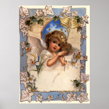 Ángel del navidad del Victorian del vintage con la Impresiones