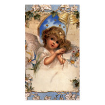 Ángel del navidad del Victorian del vintage con la Tarjeta De Visita
