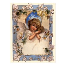 Ángel del navidad del Victorian del vintage con la Postal