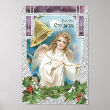 Ángel del navidad que suena una campana poster