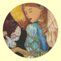 Ángel del renacimiento y etiqueta del pegatina del pegatinas