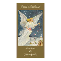 Ángel del Victorian del navidad del vintage con lo Tarjetas Fotográficas Personalizadas
