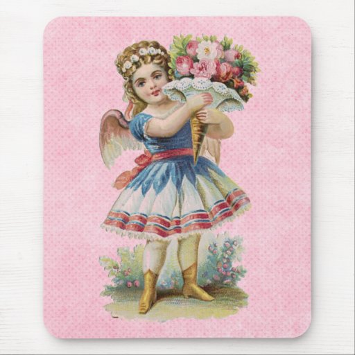 Ángel floral del Victorian Tapete De Raton