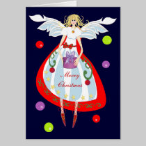 Ángel lindo del navidad con la tarjeta del regalo  tarjetas