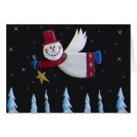 Ángel primitivo del muñeco de nieve del navidad tarjeton
