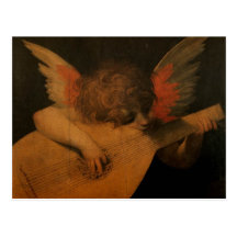 Ángel que juega música tarjetas postales