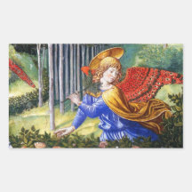 Ángel que recolecta las flores en un paisaje divin rectangular altavoz