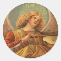 Ángel que toca el violín de Melozzo da Forlì Etiquetas Redondas
