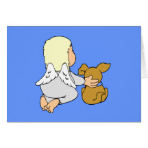 Ángel y perrito del bebé tarjeton