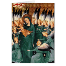 Ángeles alrededor de la Virgen y del niño de Crist Felicitación