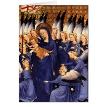 Ángeles alrededor de la Virgen y del niño - díptic Felicitaciones