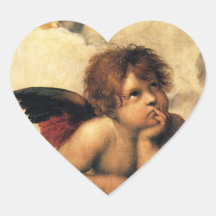 Ángeles de Sistine Madonna por Raphael Raffaello Pegatinas Corazon