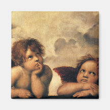 Ángeles de Sistine Madonna por Raphael Sanzio Iman De Nevera