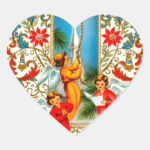 Ángeles del navidad que suenan el oro Belces Calcomanía De Corazón
